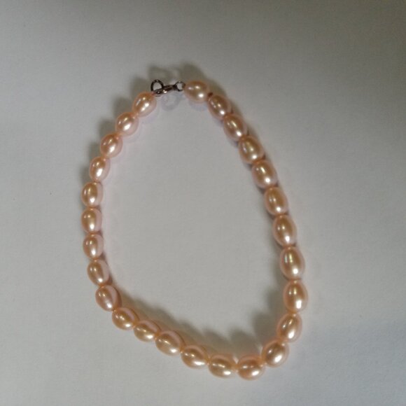 Real Freshwater Pearl Sterling Silver Clasp Champagne Pink Pearl Bracelet Women - Picture 7 of 7